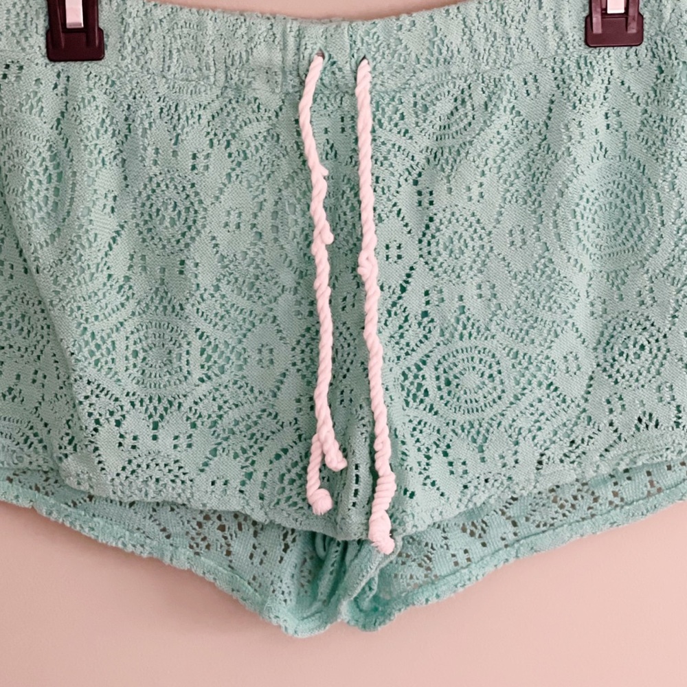 Aerie Teal Crochet Shorts Size Small - Picture 7 of 9